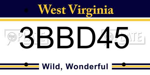 3BBD45 West Virginia License Plate