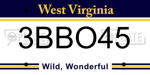 3BBO45 West Virginia License Plate