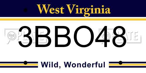 3BBO48 West Virginia License Plate