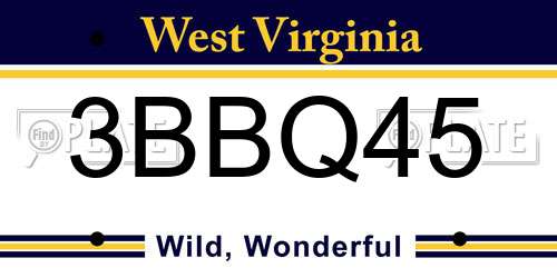 3BBQ45 West Virginia License Plate