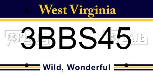 3BBS45 West Virginia License Plate