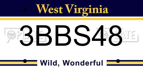 3BBS48 West Virginia License Plate