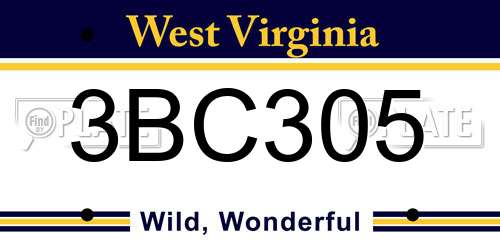 3BC305 West Virginia License Plate