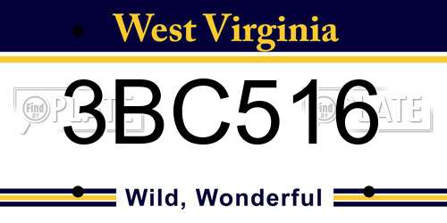 3BC516 West Virginia License Plate