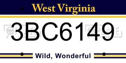 3BC6149 West Virginia License Plate