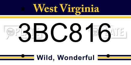 3BC816 West Virginia License Plate