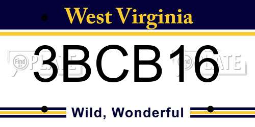 3BCB16 West Virginia License Plate