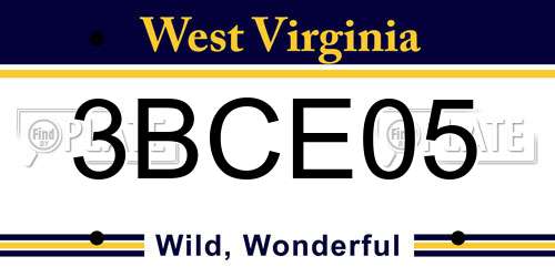 3BCE05 West Virginia License Plate