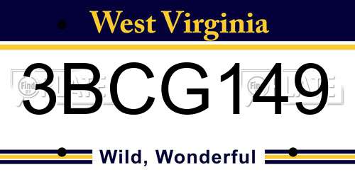 3BCG149 West Virginia License Plate