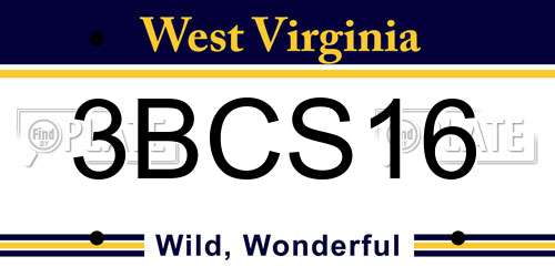 3BCS16 West Virginia License Plate