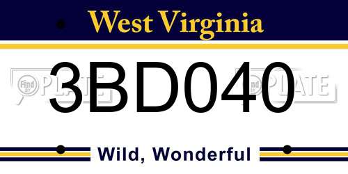 3BD040 West Virginia License Plate