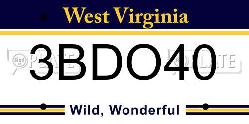 3BDO40 West Virginia License Plate