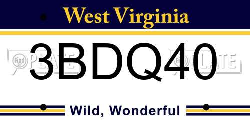 3BDQ40 West Virginia License Plate
