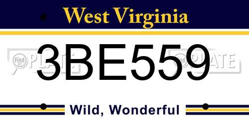 3BE559 West Virginia License Plate