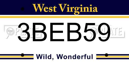 3BEB59 West Virginia License Plate