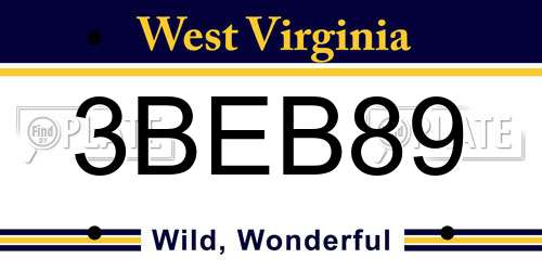 3BEB89 West Virginia License Plate