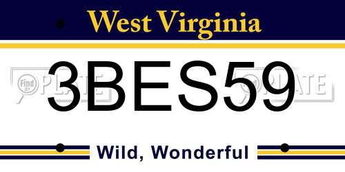 3BES59 West Virginia License Plate