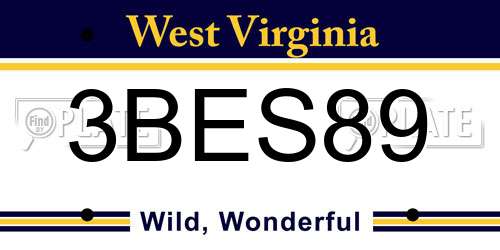 3BES89 West Virginia License Plate
