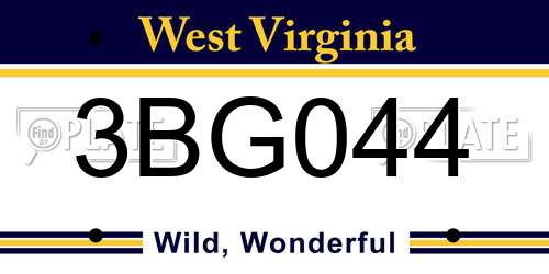 3BG044 West Virginia License Plate