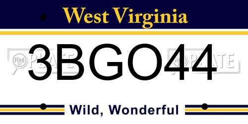 3BGO44 West Virginia License Plate