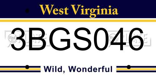 3BGS046 West Virginia License Plate
