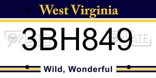 3BH849 West Virginia License Plate
