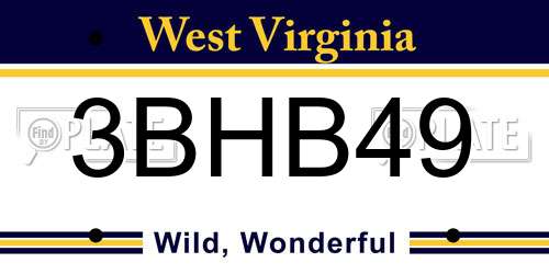 3BHB49 West Virginia License Plate