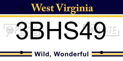 3BHS49 West Virginia License Plate