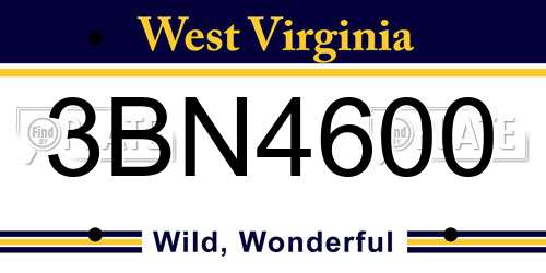 3BN4600 West Virginia License Plate