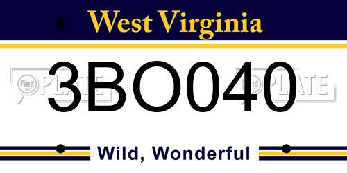 3BO040 West Virginia License Plate