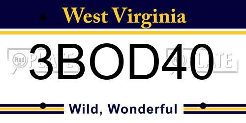 3BOD40 West Virginia License Plate