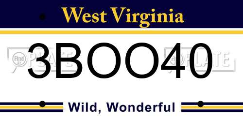 3BOO40 West Virginia License Plate
