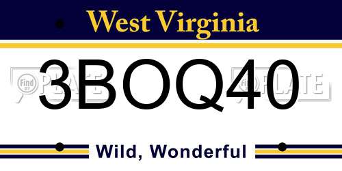 3BOQ40 West Virginia License Plate