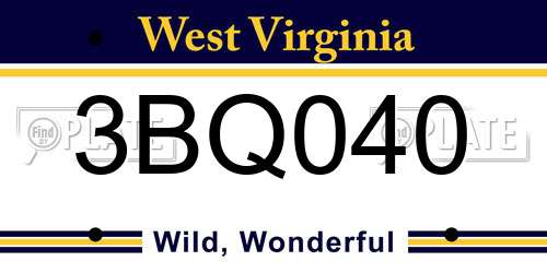 3BQ040 West Virginia License Plate