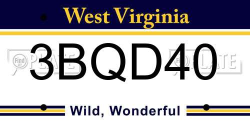 3BQD40 West Virginia License Plate