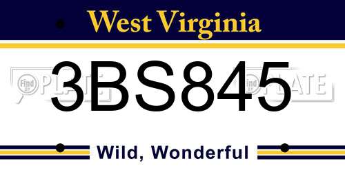 3BS845 West Virginia License Plate