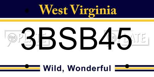 3BSB45 West Virginia License Plate