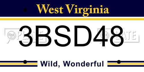 3BSD48 West Virginia License Plate