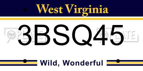 3BSQ45 West Virginia License Plate