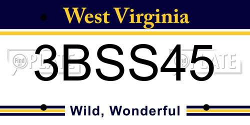 3BSS45 West Virginia License Plate