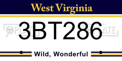3BT286 West Virginia License Plate