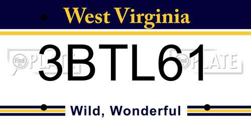 3BTL61 West Virginia License Plate