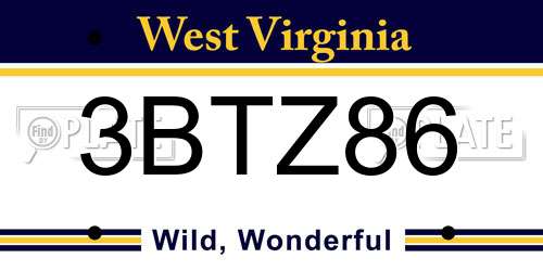 3BTZ86 West Virginia License Plate