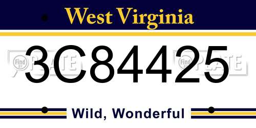 3C84425 West Virginia License Plate