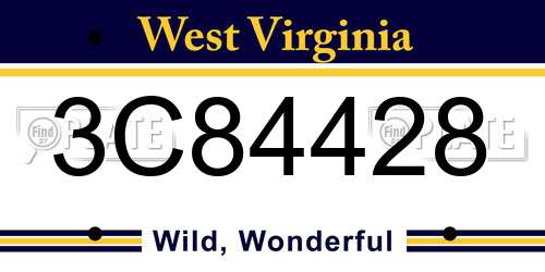 3C84428 West Virginia License Plate