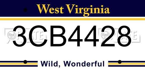 3CB4428 West Virginia License Plate