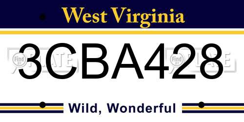 3CBA428 West Virginia License Plate