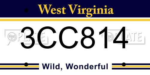 3CC814 West Virginia License Plate