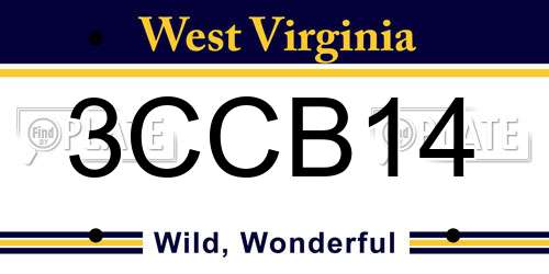 3CCB14 West Virginia License Plate