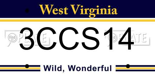 3CCS14 West Virginia License Plate
